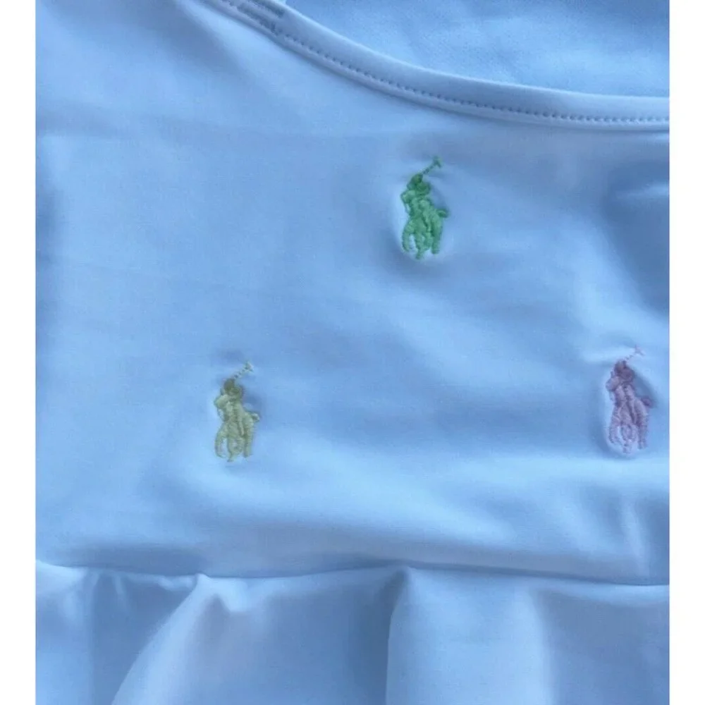 NWT Polo Ralph Lauren Girls Multi Color ALL OVER Polo Pony Embroidered SWIMSUIT - Picture 4 of 9